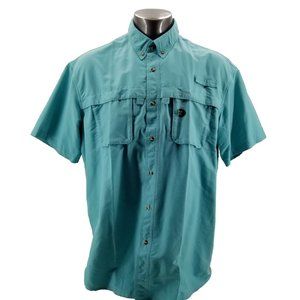 LL Bean Mens Tropics Shirt Short Sleeve Button Up Blue Fishing Hiking XL Tall